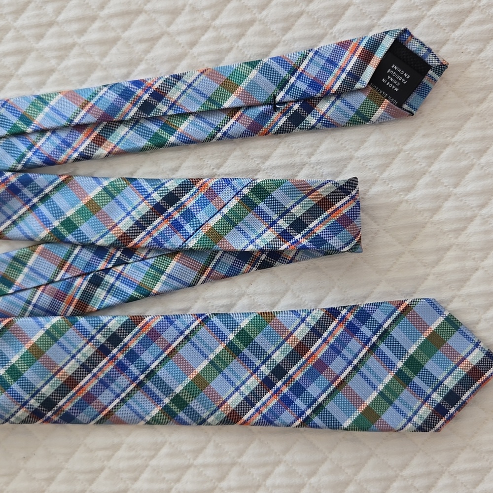 Nordstrom Boys Plaid Tie - Blue and Green